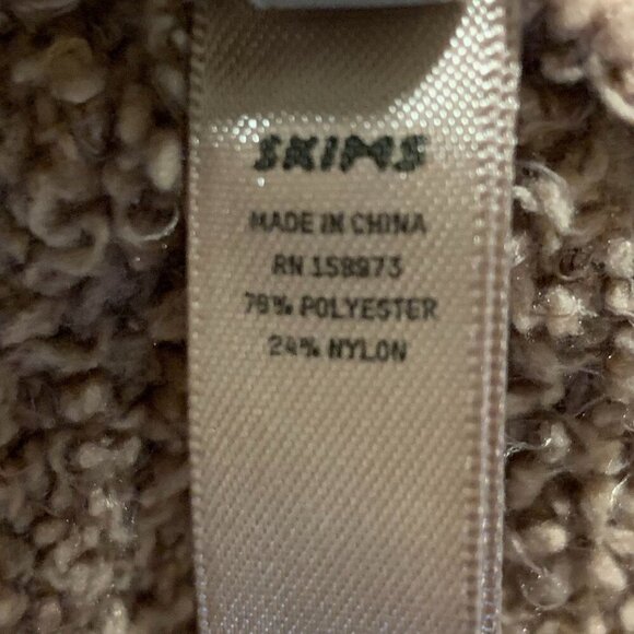 Skims Women's‎ Camel Cozy Knit Sherpa Fuzzy Pullover Snap Neck Closure Size L/XL - Picture 8 of 12